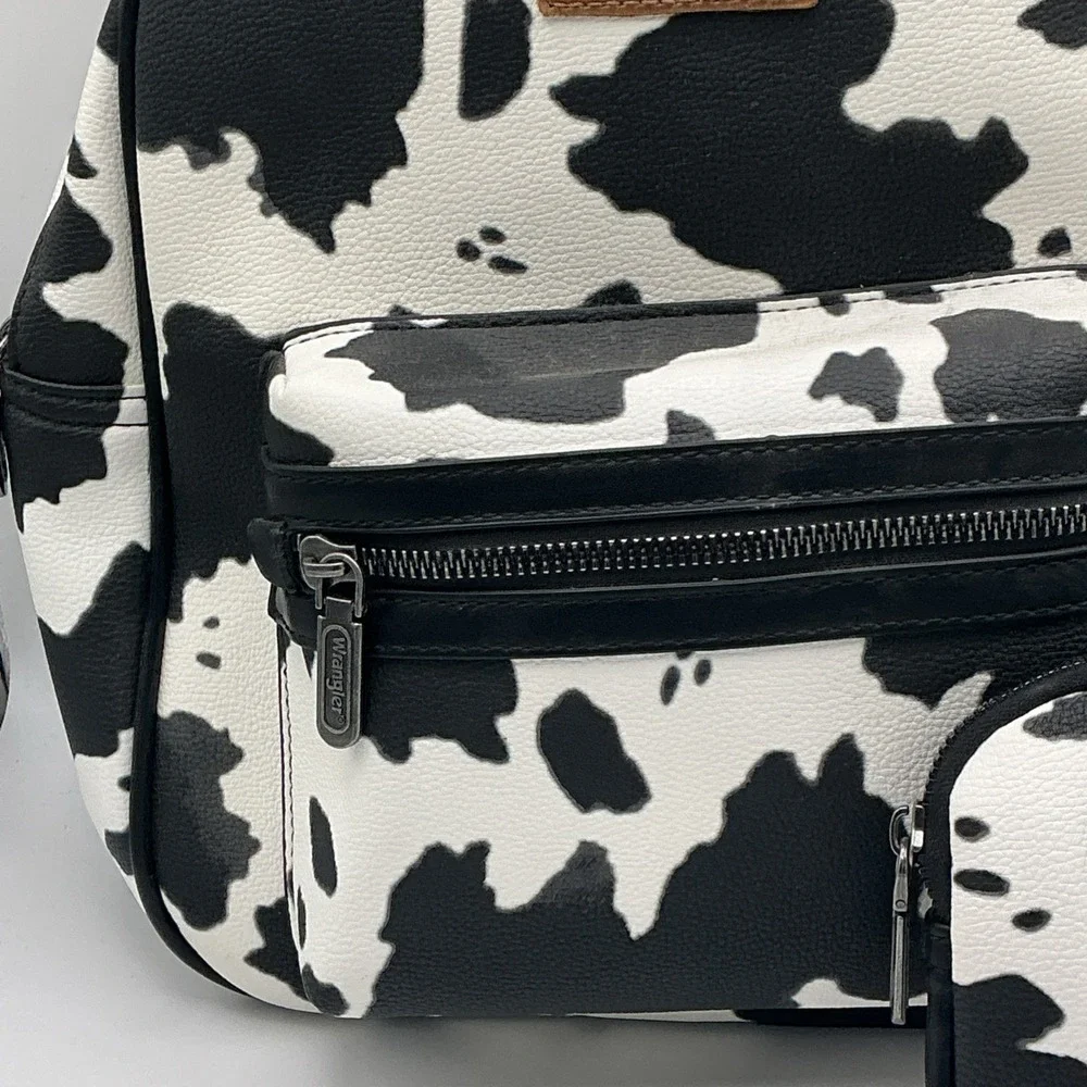 Wrangler NWT Cow Print Backpack With Coin Pouch - Black